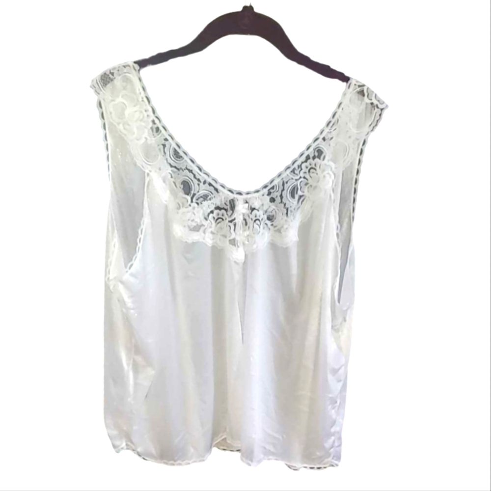American Vintage Womens White Mel Lin Lingerie Cami Top Silky Soft